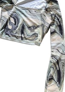 Marble Printed Square Neck Top