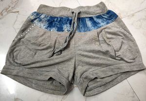 Cute Grey Shorts with Blue Denim Accents