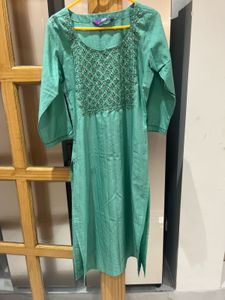Libas Sea Green Embroidered Kurta