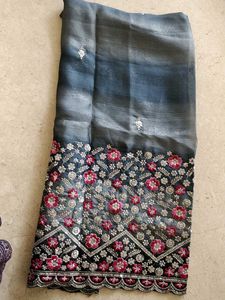 Embroidered Grey blouse piece