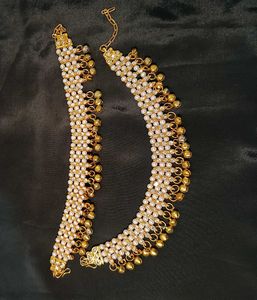 Pearl &amp; Gold Anklets with Bells