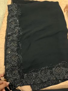 Elegant Black Embellished Saree
