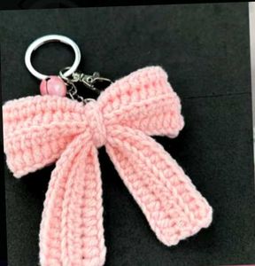 Crochet Bow Keychain Charm