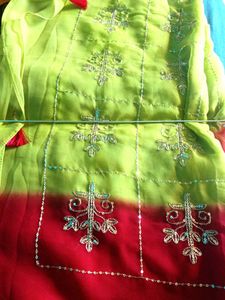 Green pink saree with blouse 44 inch Android