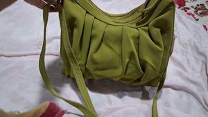 Chic Ruched Lime Green Hobo Bag