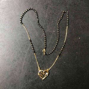 92.5 Pure Silver Gold polish Heart Mangalsutra