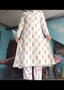 White Floral Kurta Set