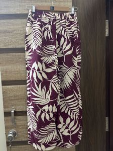 Boho Leaf Print Wide Leg Pants