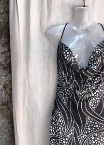 Black &amp; White Patterned Midi Dress