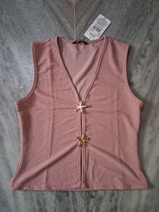Pink Sleeveless Top with Star Details