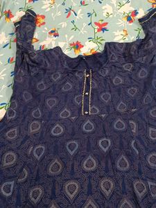 Printed Navy Blue Kurta