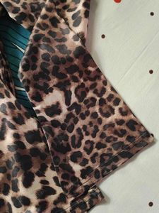 Leopard Print Lace-Up Long Sleeve Top