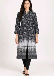 Stylish Black & White Printed Kurta