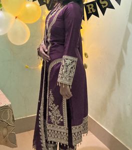 Elegant Purple Embroidered Suit