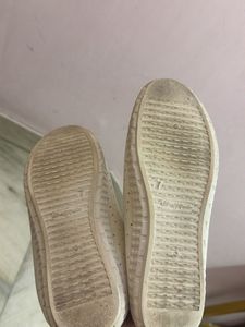 White Perforated Slip-On Flats