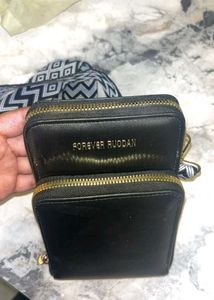 Black Crossbody Bag with Designer Strap