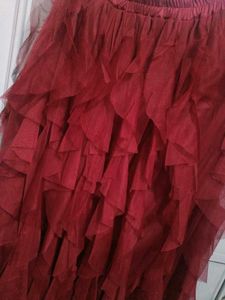 Maroon Ruffled Skirt