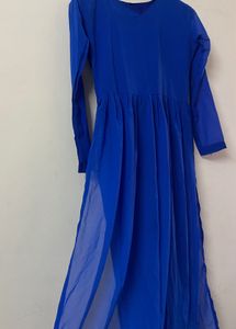 Elegant Blue Ethnic nyra cut kurta