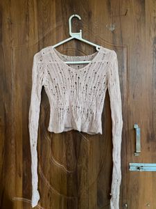Sheer Knit Long Sleeve Top