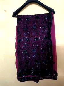 Pink Party Saree black sequins