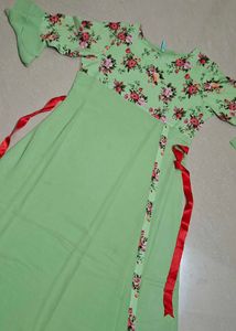 Elegant Pastel Green Floral Dress