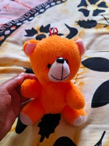 Cute Orange Teddy Bear Keychain Plush Toy