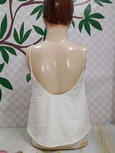 (1400)Elegant White Lace Trim Cami Top