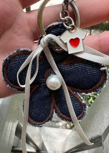 Cute Denim Flower Keychain