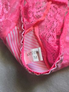 Pink Striped Lace Trim Briefs