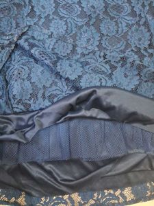 Elegant Navy Blue Lace Gown