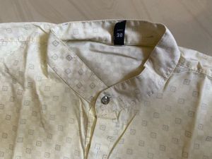 Men's Light Yellow Printed Kurta