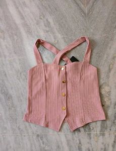Chic Pink Button-Up Tank Top