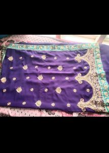 Purple Embroidered Saree With Blouse