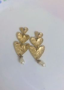 New Heart Dangle Earrings with Pearls