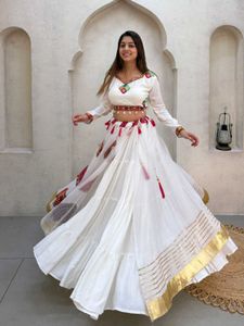 Elegant White Lehenga Choli with Embroidery