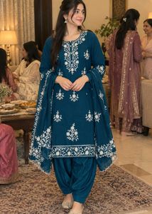 Patiala Suit Set with Floral Dupatta