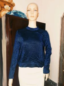 Blue Shining Top Looks Great For Party,Dates , Birthday And Other Outing