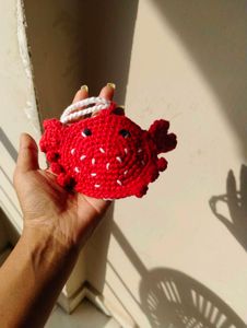 Crocheted Red Crab pouch/ bag charm