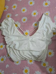 White Ruffled Crop Top