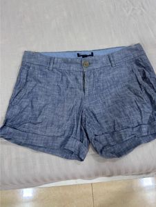 Stylish Blue Linen Blend Shorts