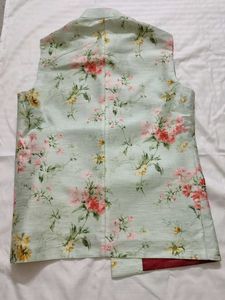 Floral Print Kurta Set with Jacket for Men