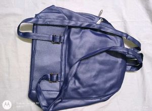 Stylish Blue Faux Leather Backpack