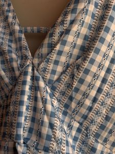 Blue Gingham Maxi Dress with Back Tie
