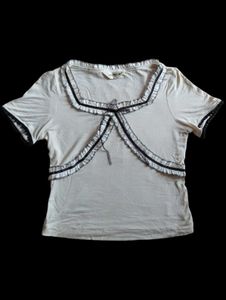 White Y2k ruffled bolero top