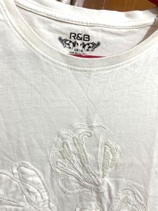 offwhite beads Embroidered Shell T-Shirt