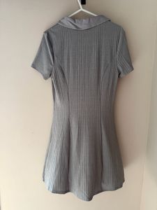 H&amp;M Grey Ribbed Collared Dress
