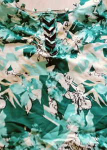 Trendy Teal Floral Blouse