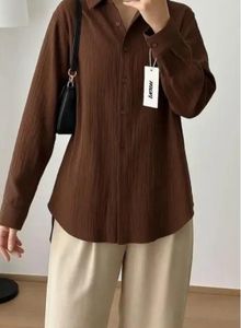 Brown Textured Button-Down Shirt