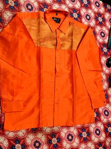 Orange Patterned Men's Shirt