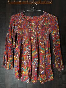 Vibrant Paisley Print short kurti